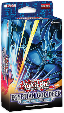 Yu-Gi-Oh! Egyptian God Deck packaging with blue dragon illustration on a white background