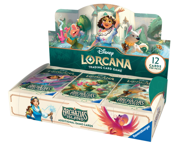 Disney Lorcana trading card game packaging with characters and branding.
