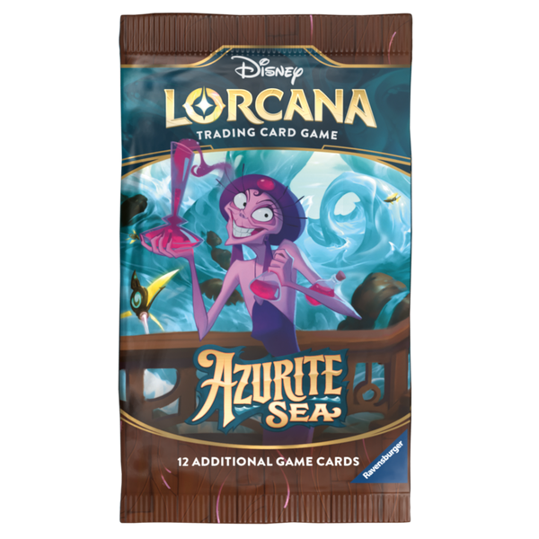 Lorcana trading card game pack with character illustration on a white background