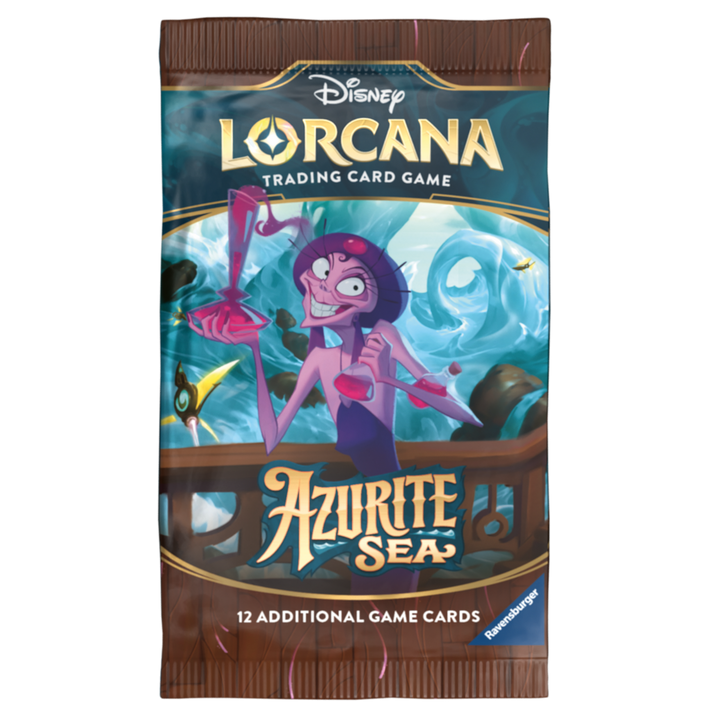 Lorcana trading card game pack with character illustration on a white background