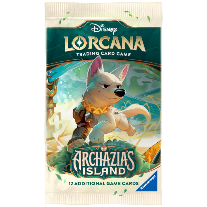 Disney Lorcana trading card game pack featuring a wolf character on Archazia's Island