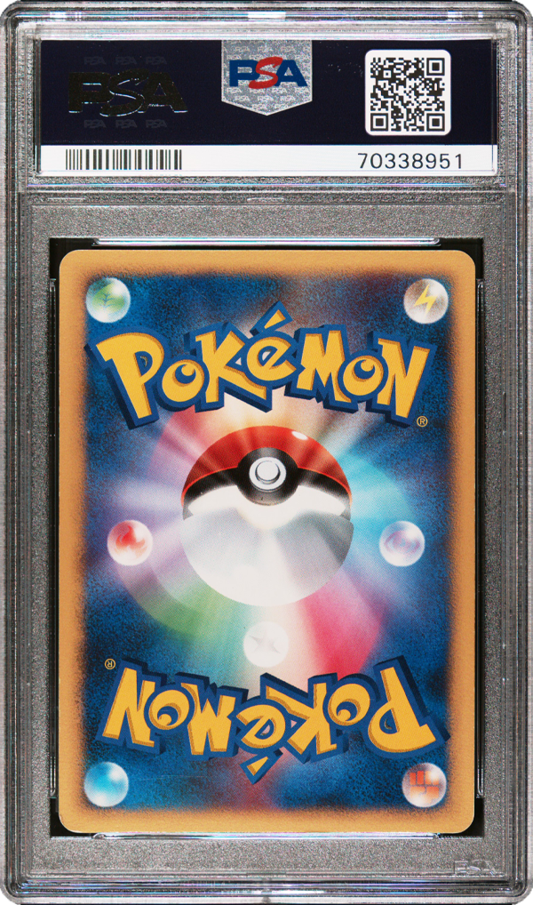 Pokémon trading card in a protective case with a PSA logo